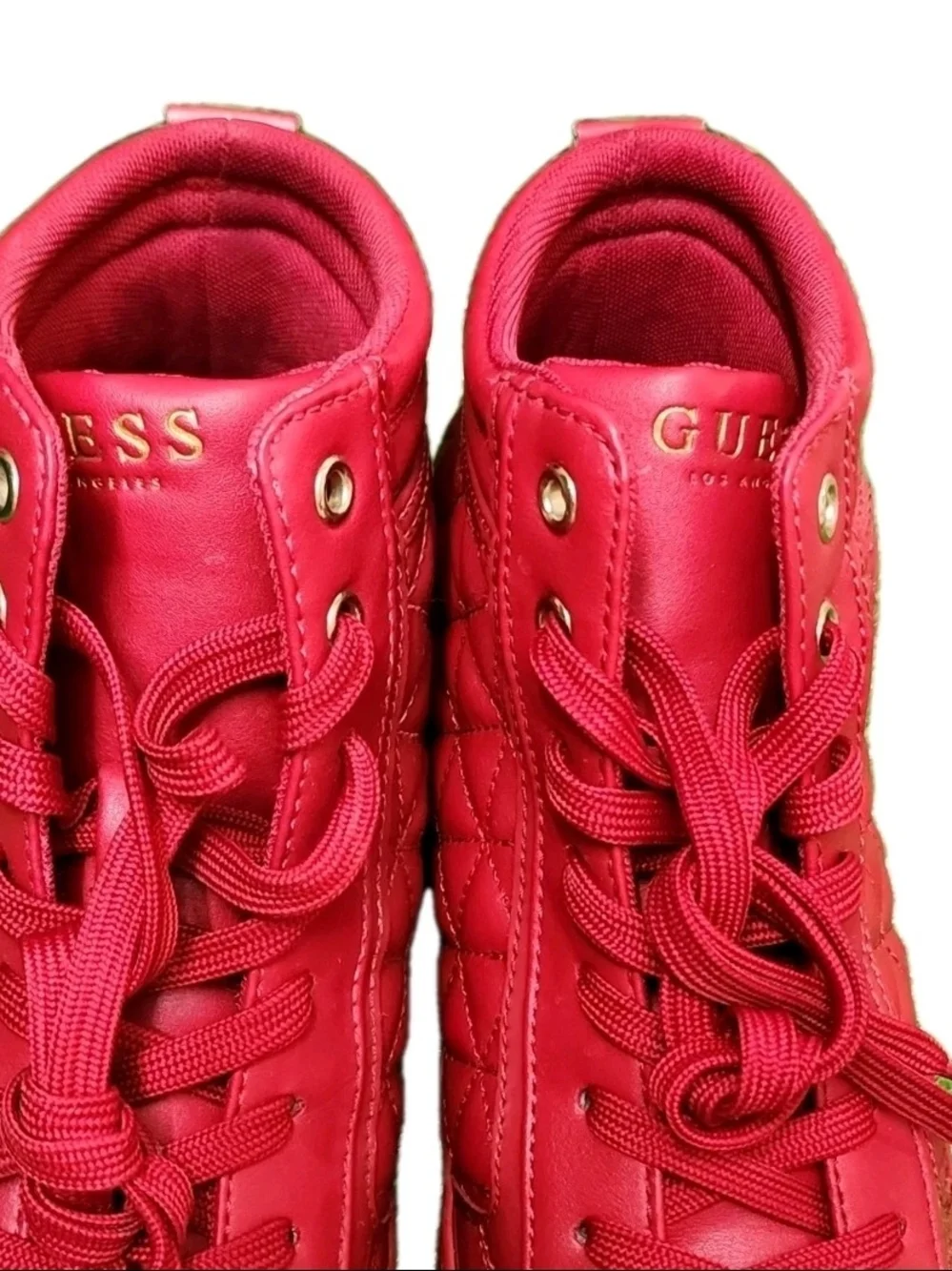 GUESS Men's Red Quilted Comfort High-Top Sneakers GMMERITT-C Lace Up US 9